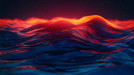 abstract illustration of naturalistic ocean waves with light coming through the water in the style of 8k resolution. rendered in cinema4d, the bold and vibrant primary colors of light navy and light crimson create a stunning contrast against the topographic photography. the realistic lighting adds depth to the image, making it a visually striking piece. ai generatedの素材