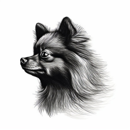 the hyper-realistic animal illustration of a dog in black and white is captured beautifully in this leica cl photograph by valentin rekunenko. the clean and sharp inking of the drawing is evident, and the high resolution of the image allows for a detailed view of the chinese iconography incorporated into the piece. the overall effect is stunning, and the work is a testament to theの素材
