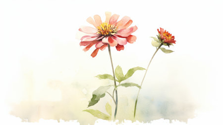 watercolor flower painting featuring soft edges and blurred details in light red and light bronze colors. this soft-focused realism artwork is created with a humorous tone and inspired by nature. the uhd image captures the plein-air realism of the flowers. ai generatedの素材