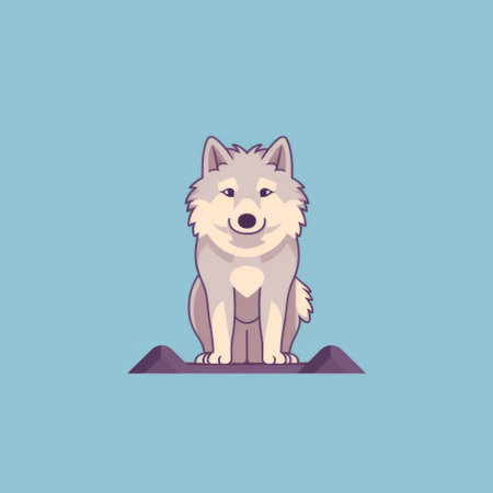 the wolf icon in this image is designed in a playful animation style with a hyper-realistic animal illustration. the light maroon and light azure colors used in the background are inspired by himalayan art. the simplified dog figure of the wolf blends perfectly with the minimalistic landscape. keywords: wolf icon, playful animation, hyper-realistic animal illustration, himalayan art, simplified dog figure, minimalistic landscape. ai generatedの素材