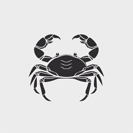 black crab icon in paula scher style on a white background. matte photo with minimal retouching. close-up shot showcasing the stenciled design by samson pollem and pegi nicol macleod. ai generatedの素材