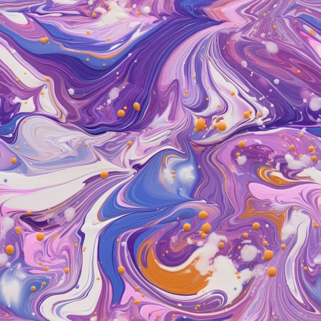 a photo showcasing a mesmerizing blend of purple and orange marbles, with hints of violet and blue. created in the style of abstraction-cration, the paint dripping technique adds a unique touch to the swirling vortexes. the light magenta and white hues form complex patterns, resulting in a soft and dreamy depiction reminiscent of childlike abstraction. ai generatedの素材