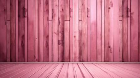 a photo showcasing a digitally enhanced room with wooden flooring and a pink wall and floor. the background creates a perfect setting for any room, with its monochromatic scheme and romantic colors. the narrative paneling and loose paint application add a unique touch to the overall design. the matte finish of the photo highlights the high level of detail. ai generatedの素材