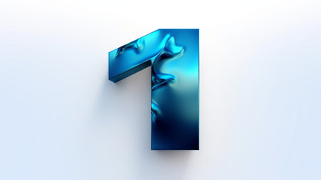 blue abstract number one on a white background with smoke and flames. this artwork showcases the intricate details of vray tracing, reflections, and mirroring techniques. inspired by the works of daz3d, johnson tsang, and georg jensen, it combines elements of urban signage and water drops to create a visually captivating composition. ai generatedの素材