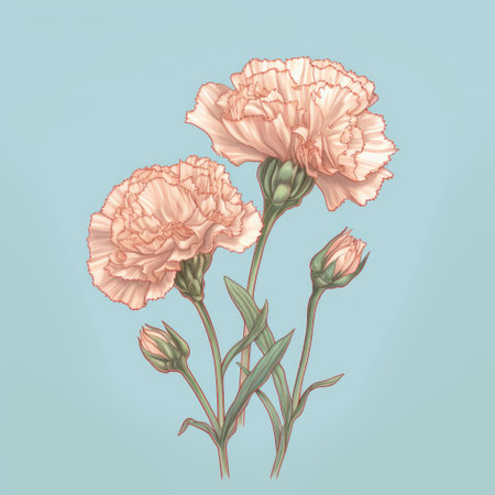 two roses, depicted in a charming character illustration style, stand out against a blue background. the detailed botanical illustrations showcase the intricate beauty of the roses. the light orange and cyan hues add a touch of vibrancy to the art nouveau-inspired composition. this detailed character illustration exudes a tropical baroque aesthetic. ai generatedの素材