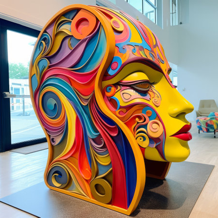 the colorful brown sculpture of a hand is a bold and vibrant piece of art. with its layered forms and swirling vortexes, this cardboard creation captivates with its bright and bold color palette. the blink-and-you-miss-it detail and highly detailed figures make it a true masterpiece. ai generatedの素材
