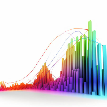 line graphs on a white background vector, featuring technicolor dreamscapes, luminous 3d objects, naturalistic cityscapes, and organic flowing forms. this creative commons attribution image is in uhd and created using cad (computer-aided design) techniques. ai generatedの素材