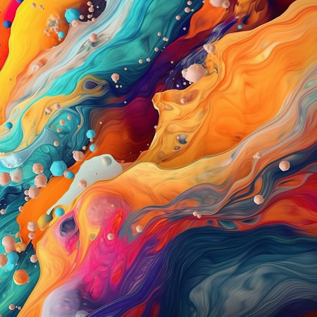 an abstract liquid and watercolor painting featuring bright colors and swirling vortexes, created in the style of digital art wonders like loish. this uhd image showcases the artist's use of large canvases and a realistic color palette, resulting in a visually captivating masterpiece. ai generatedの素材
