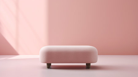 three-dimensional pink pouffe on a white background, featuring elongated shapes and a soft atmospheric scene. this pouffe is designed in the salon kei style, with minimal retouching and color-blocked textiles. the soft atmospheric perspective adds depth to the dotted pattern, creating a visually appealing piece. ai generatedの素材