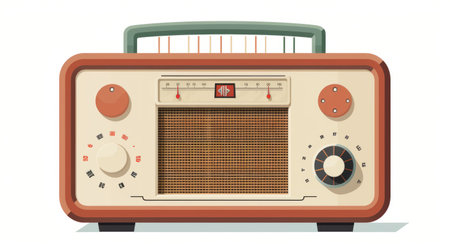 retro radio icon vector image of an electronic element, depicting nostalgic rural life with earth tones. this editorial illustration captures the essence of pop-inspired realism, reminiscent of the 500-1000 ce era. the design draws inspiration from dansaekhwa and the argus c3 camera. ai generatedの素材