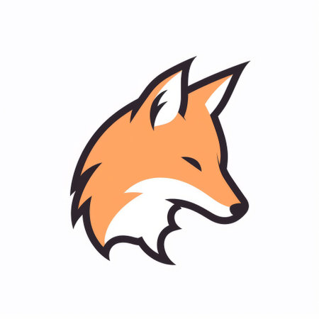 a fox logo vector silhouette featuring a simplified and stylized portrait of a fox with eyes. the design is in the style of dark white and light orange, with contoured shading and a mid-century illustration feel. this animated gif is perfect for various branding purposes and can be used on a white background. ai generatedの素材