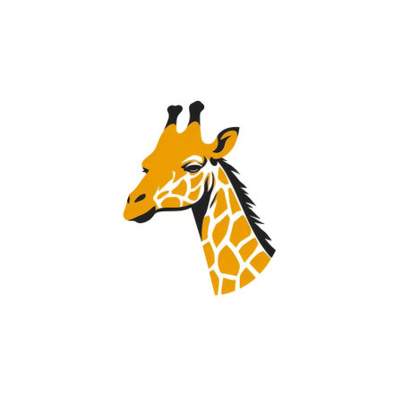an orange and yellow giraffe head logo with meticulous design. the logo features naturalistic poses of animals in an animated and realistic style. set against a white background, the orthogonal and detailed illustrations showcase the giraffe's natural beauty with realistic textures. ai generatedの素材