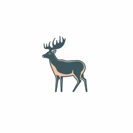 deer icon silhouette vector eagle in dark teal and dark beige. minimalist strokes create a captivating design. this editorial illustration showcases traditional animation techniques, merging natural and man-made elements. the colorized image exudes a cabincore aesthetic. ai generatedの素材