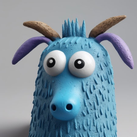 the blue plastic creature, with its whimsical folk-inspired style and playful use of texture, is a characterful animal portrait rendered in cinema4d. this germanic art-inspired creation showcases a close-up of a playful character design, capturing the essence of whimsy and creativity. ai generatedの素材