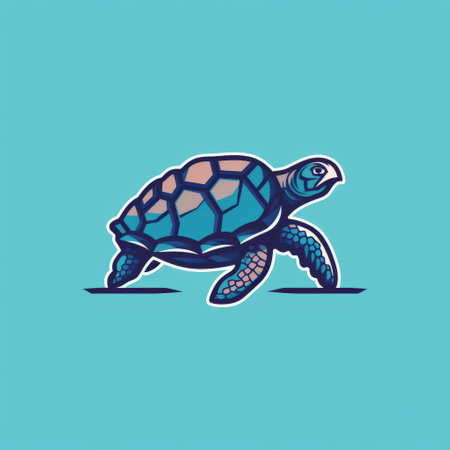 a turtle logo and symbol for business, featuring a dark pink and light azure color scheme. this graphic design-inspired illustration showcases traditional animation techniques with a touch of turquoise and navy. created by the talented artist patrick brown, this detailed wildlife artwork combines flat and graphic elements for a visually captivating design. ai generatedの素材