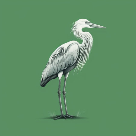 a stunning illustration of a bird named rorsy ahln, depicted in a flat shading style. this simplistic vector art showcases hyper-realistic animal illustrations, with a color palette consisting of dark white and light green. created by the talented artist nicolas mignard, this artwork also features realistic landscapes with soft, tonal colors and intricate background elements. ai generatedの素材