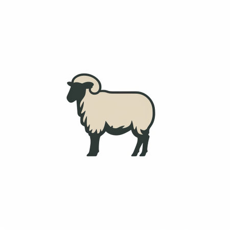 the sheep is a simple and colorful graphic shape, featuring shades of blue, silver, and white. it is designed in a style that promotes environmental awareness, with a combination of dark gray and beige tones. this illustration captures the essence of larme kei fashion, incorporating elements like back button focus and a touch of dark green and light beige. ai generatedの素材