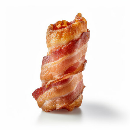 bacon candy: a delectable treat featuring real bacon wrapped in rich chocolate. this mouthwatering delight is captured in stunning 8k resolution, with high-key lighting, and shot on 70mm film. the rollerwave effect adds a unique touch to this simple yet irresistible creation, made with the finest ingredients. ai generatedの素材