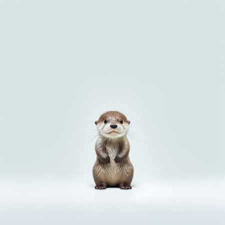 otters, the playful sea creatures, are depicted in this stock illustration (image 4367994) with a minimalist approach. the artwork is inspired by the style of fujifilm fujicolor c200, featuring high-key lighting and toy-like proportions. the uhd image showcases the otters in a serene color palette of beige and azure, creating a calming and whimsical atmosphere. ai generatedの素材