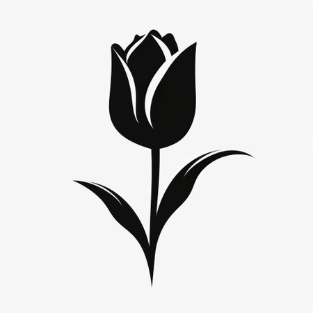 a black flower, inspired by personal iconography and the style of artist wlop, stands out against a clean white background. this norwegian nature-themed illustration showcases a romantic and iconic design, with a matte background and streamlined aesthetic. ai generatedの素材