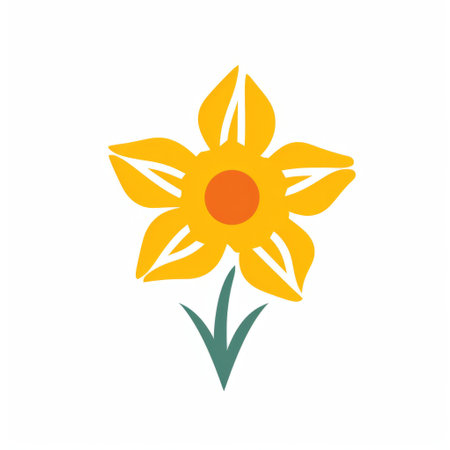 nasturtiums and daffodils flat icon free vector download in ai and eps. mid-century illustration style with delicate markings. yellow flowers representing environmental awareness. tattoo-inspired design with simplified colors. eye-catching and visually appealing. ai generatedの素材