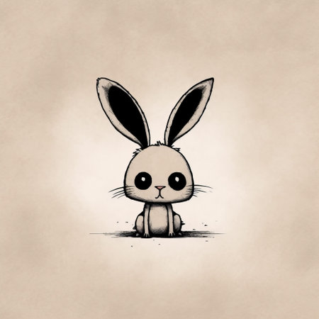a cute little rabbit illustration in beige, inspired by the style of anton semenov, known for his comic art. this artwork, found on flickr, showcases clean and sharp inking techniques. the full-body depiction of the rabbit reminds us of the works of pierre pellegrini and jeff soto. ai generatedの素材