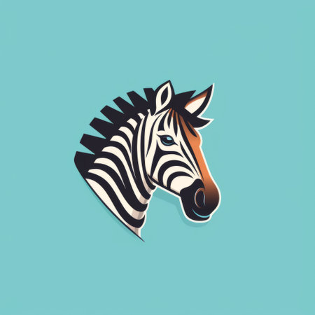 a stylized zebra design featuring a green background, minimal retouching, simplistic cartoon style, and a mix of light brown and blue colors. this unique artwork by patrick brown on flickr combines realistic and fantastical elements, incorporating americana iconography. ai generatedの素材