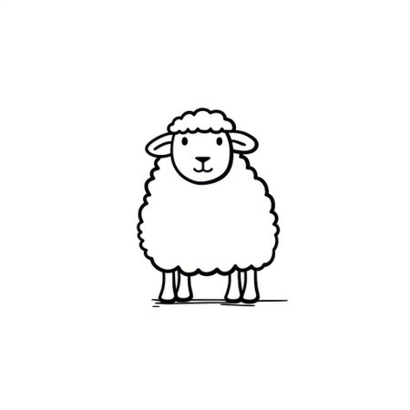 a sheep design vector template perfect for creating your own animal illustrations. this template features a charming, child-like drawing style with minimalist strokes. the design exudes a playful character and embodies the essence of simple minimalism. ideal for traditional animation projects or creative endeavors. ai generatedの素材