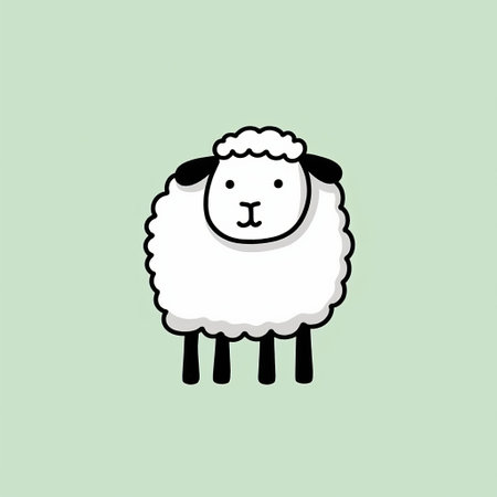 a cute little sheep is depicted on a cream background in the style of minimalist illustrator, joong keun lee. this traditional animation-inspired artwork showcases simplistic vector art with light green and black tones. the design is a creative commons attribution, perfect for those who appreciate simple yet charming designs. ai generatedの素材