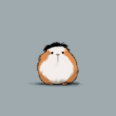 cute guinea pig wallpaper featuring a minimalist painter's style. candid shots of famous figures are captured in this flickr image, showcasing spiky mounds in the background. the guinea pig is shown in full body, with hatching details adding depth to its gray and amber fur. ai generatedの素材