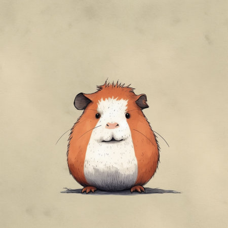 a charming character illustration of a guinea pig, inspired by the art styles of evgeni gordiets, ben wooten, and florian nicolle. this anime-inspired artwork showcases a minimalist nature study, captured in ultra-high definition (uhd) image quality. ai generatedの素材