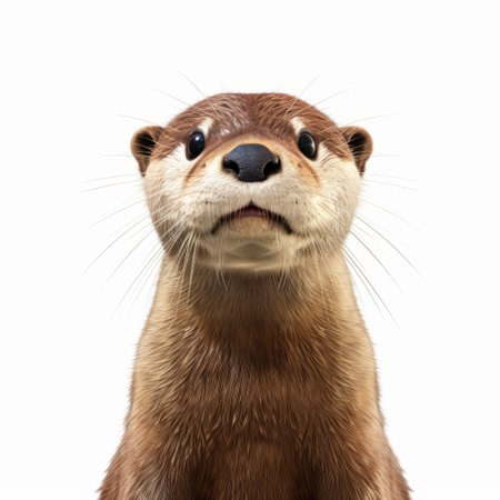 a cute otter with a blue fur is captured in this photorealistic portrait. the white background enhances the otter's features, while the layered gestures add depth to the image. the otter's fur is a combination of light maroon and beige, complementing its strong facial expression. the photo, reminiscent of national geographic style, showcases the otter's soggy appearance. ai generatedの素材