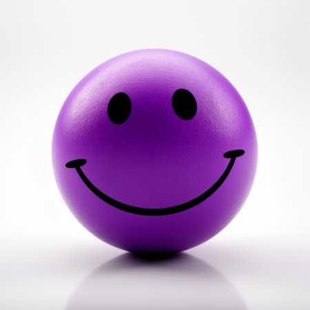 purple ball smiling stock photo with a low resolution, minimalist sculpture style. this photo explores color theory and emphasizes feelings over reality. it showcases monochromatic imagery and can be found on platforms like flickr and sketchfab. ai generatedの素材