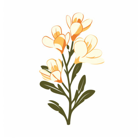 wild ginger icon, a delicate flower, is beautifully captured in this minimalist ink painting by marjorie miller. the flower is isolated on a white background, creating a striking contrast. the composition features a light orange and beige color palette, with hints of dark white and yellow, resulting in a captivating and minimalistic artwork. ai generatedの素材