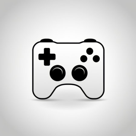 a game controller icon is displayed on a minimalist white background, featuring a simplistic design reminiscent of hein gorny's graphic design elements. the matte photo showcases contrasting colors and ambient occlusion, creating a visually appealing and immersive gaming experience. ai generatedの素材