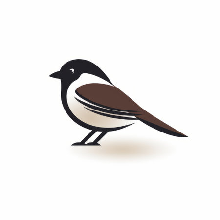 a brown and black bird rests gracefully on a white background, showcasing a minimalistic logo-style design. the image exudes sophistication with its dark white and light beige tones. the rounded shape of the bird is eye-catching, while the clean and sharp inking adds to its cabincore aesthetic. ai generatedの素材
