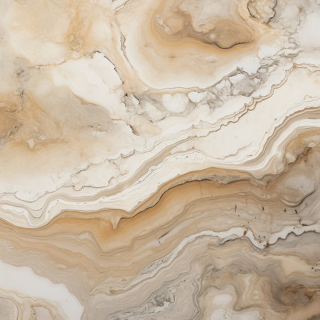 a high resolution image of a naturalistic marble countertop texture, featuring layered organic forms in light brown and white. the texture resembles atmospheric animal paintings and creates an otherworldly landscape. the calming symmetry and luxurious wall hangings add to the mesmerizing colorscapes of this image. ai generatedの素材