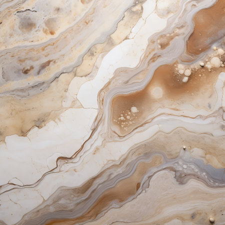 blue marble with brown and beige stripes, resembling organic stone carvings. detailed backgrounds in light beige and amber create an aerial abstraction. the combination of light brown and white forms intricate landscapes. this photograph captures the essence of mars ravelo's artistic style. ai generatedの素材