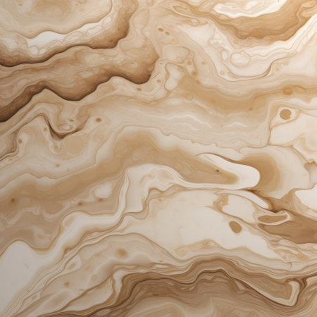 the photo showcases the texture of an intricate marble design, featuring light beige and light amber tones. the fluid landscapes and monochromatic paintings are beautifully captured, highlighting the juxtaposition of hard and soft lines. the matte finish of the photo enhances the varying wood grains, adding depth to the overall composition. ai generatedの素材