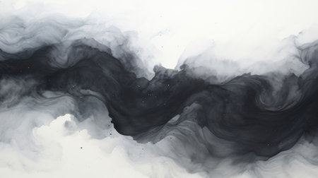 black and white water in a big wave pattern, resembling ethereal watercolors. the loose and fluid forms create a foreboding atmosphere with dark, burned, and charred colors. the image showcases intricate minimalism and is presented in a high-resolution format of 3840x2160. ai generatedの素材