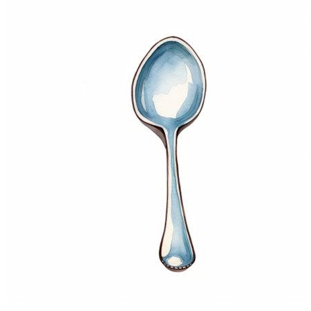 the spoon features a unique design with blue-colored drawings on a white background. the style of the illustrations is reminiscent of subtle ink wash techniques, quirky cartoonish elements, and a shiny glossy finish. this minimalist illustration showcases a blend of yankeecore influences and references to the period between 500-1000 ce. ai generatedの素材