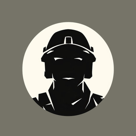 a faceless silhouette of a military soldier, designed with an industrial touch, showcases a captivating blend of dark white and dark gray tones. the portraiture iconography is enhanced by circular shapes, while a strong facial expression adds intensity. this intriguing image resembles an archaeological object, combining elements of industrial and technological subjects. ai generatedの素材