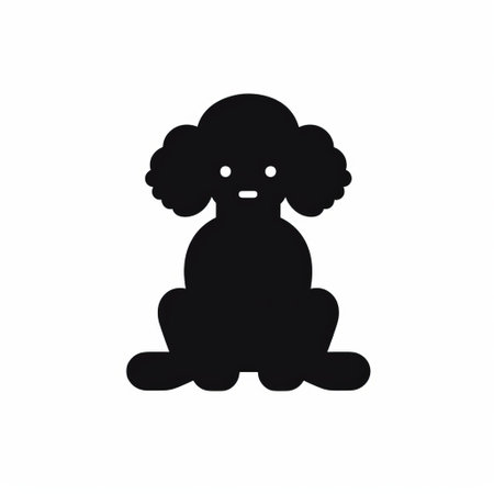 a black silhouette of a poodlepunk-inspired dog is depicted in this childlike illustration. the iconic pop culture references and kawaii aesthetic are evident in the rounded and animated gif-like style. the stencil-like imagery adds a unique touch to this captivating artwork. ai generatedの素材