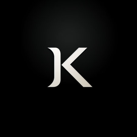 the black and white letter "k" is depicted in this photo with soft edges and atmospheric effects. it showcases personal iconography and a sleek metallic finish. with a dark white and bronze color scheme, this high-resolution image in 8k resolution embodies the styles of jcore, quantumpunk, and modern aesthetics. ai generatedの素材