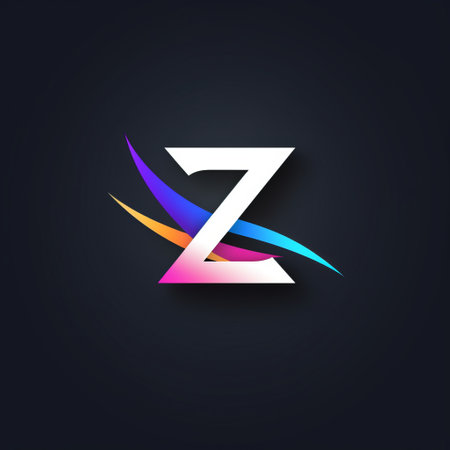 an abstract yellow letter logo with colourful strokes, in the style of dark violet and light cyan. this innovative page design by saurabh jethani showcases the artistic use of dark white and light orange hues. the technological design elements of group zero and zbrush merge seamlessly in this visually striking composition. ai generatedの素材