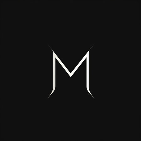 a white letter m, in the style of opulent minimalism, is layered on a black background. the design incorporates elements of mythological iconography, digital minimalism, subtle minimalism, egyptian iconography, trace monotone, and realistic usage of light and color. ai generatedの素材