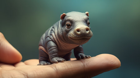 hippopotamus sculpture created by f2n and qik in the style of zbrush. this charming character illustration, inspired by naoto hattori, showcases a hyper-realistic sci-fi design. captured with a macro lens, the uhd image highlights the intricate details of the sculpture, while the shallow depth of field adds a touch of artistic flair. ai generatedの素材
