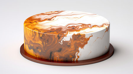 a stunning cake decoration resembling a marble, inspired by the aesthetics of unreal engine 5. this abstract minimalistic design showcases a captivating blend of orange and amber hues. crafted with precision and creativity, it appeals to those who appreciate the beauty of bentwood and the powerful rendering capabilities of octane render. the contrasting dark brown and white colors add an elegant touch, while the intelの素材