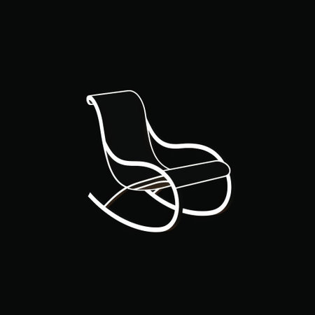 a round metal chair with a graphic illustration style, resembling a rocking chair. the chair is set against a black background, showcasing abstract minimalism. the design features flowing silhouettes and incorporates elements of marble, logo, dark beige, and white. ai generatedの素材