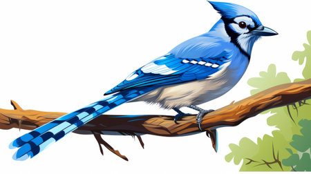 a blue jay with a beak in front is depicted in this animated illustration. the detailed character illustrations showcase high-contrast shading, resembling murals and wall drawings. this artwork is in the style of animated gifs and fairy tale illustrations. the image has a resolution of 3840x2160. ai generatedの素材